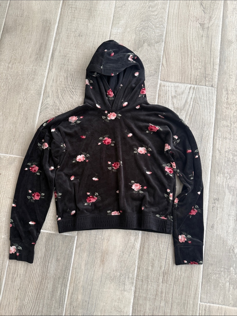 abercrombie kids Black Floral Velvet Hoodie